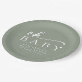 オベビーセージ緑ミニマリスト赤ちゃんシャワー ペーパープレート (アングル)