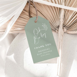 オベビーセージ緑モダン赤ちゃんシャワーありがとう ギフトタグ