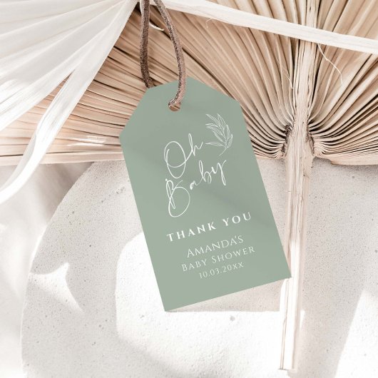 オベビーセージ緑モダン赤ちゃんシャワーありがとう ギフトタグ