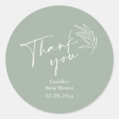 オベビーセージ緑モダン赤ちゃんシャワーありがとう ラウンドシール (正面)