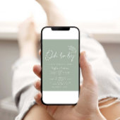 オベビーセージ緑モダン赤ちゃんシャワー 招待状