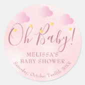 オベビーソフトピンクきらめく赤ちゃんシャワー ラウンドシール (正面)