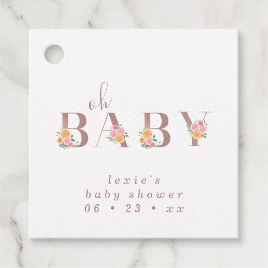 オベビータイプとバラベビーシャワーメッセージカード フェイバータグ (正面)