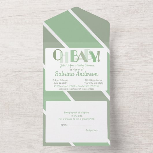 オベビータイポグラフィベビーシャワー踊り文字 オールインワン招待状 (内側)