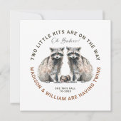 オベビーツインツインズオンザウェイキュートツインアライグマ 招待状 (正面)