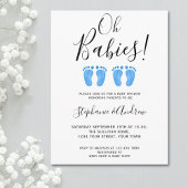 オベビーツインボーイズカップル赤ちゃんシャワー 案内ポストカード