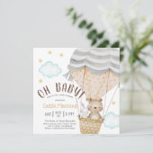 オベビーテディベアウッドランドニュートラルベビーシャワー 招待状 (スタンド正面)