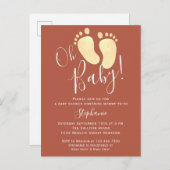 オベビーテラコッタベビーシャワー招待状はがき インビテーションポストカード (正面/裏面)