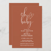 オベビーテラコッタベビ男女兼用ーシャワー 招待状 (正面/裏面)
