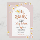 オベビーデイジーフラワーアーチボホベイビーシャワー 招待状 (正面/裏面)