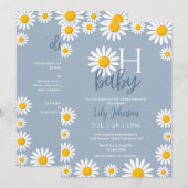 オベビーデイジーブルーベビーシャワーすべて1つで 招待状 (正面/裏面)