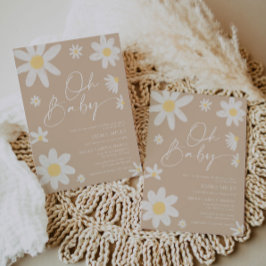オベビーデイジーベージュベビーシャワー招待状 招待状