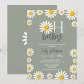 オベビーデイジー男女兼用ベビーシャワー 招待状 (正面/裏面)