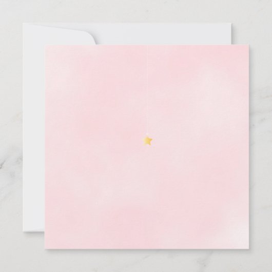 オベビートゥインクルトゥインクルソフトピンク赤ちゃんシャワー 招待状 (裏面)