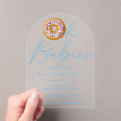 オベビードナットスプリンクルツインボーイズ赤ちゃんシャワー アクリル招待状 (インサイチュ (ポータブル))