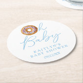 オベビードナットスプリンクルボーイズ赤ちゃんシャワー ラウンドペーパーコースター (アングル)