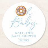 オベビードナットスプリンクルボーイズ赤ちゃんシャワー ラウンドペーパーコースター (正面)