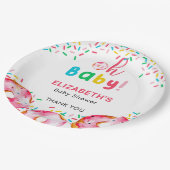 オベビードーナツシャワーカワイレインボーブラウンズ ペーパープレート (アングル)