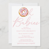オベビードーナツスプリンクルツインガールズベビーシャワー 招待状 (正面)