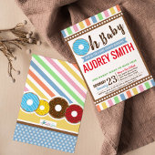 オベビードーナツボーイブルーベビーシャワー 招待状