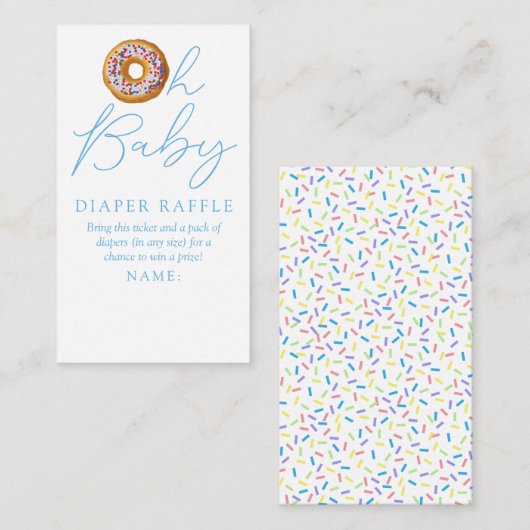 オベビードーナツ振りかける赤ちゃんシャワーおむつラッフルE エンクロージャーカード (正面/裏面)