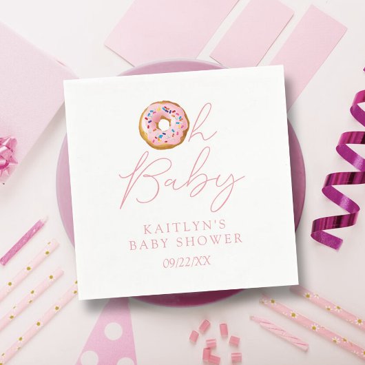 オベビードーナツ散水女の子ベビーシャワー スタンダードカクテルナプキン