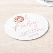 オベビードーナツ散水女の子ベビーシャワー ラウンドペーパーコースター (アングル)