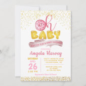 オベビードーナツ金ゴールドグリッターベビーシャワー招待状 招待状 (正面)