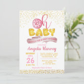 オベビードーナツ金ゴールドグリッターベビーシャワー招待状 招待状 (スタンド正面)