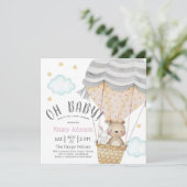 オベビーニュートラルウッドランドテディベア赤ちゃんシャワー 招待状 (スタンド正面)