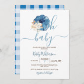 オベビーネイビーカボチャフローラベビーシャワー 招待状 (正面/裏面)