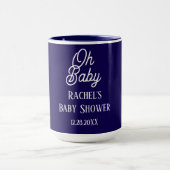 オベビーネイビーブルースクリプトベビーシャワーギフトの好意 マグカップ (中央)