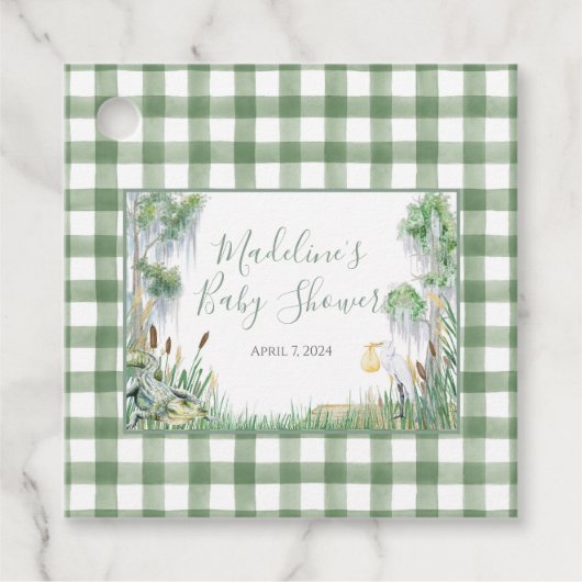 オベビーバイユースワンプベビーシャワーメッセージカード フェイバータグ (正面)