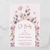 オベビーバタフライガーデンベビーシャワー 箔招待状 (正面)