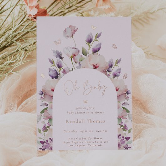 オベビーバタフライガーデンベビーシャワー 箔招待状