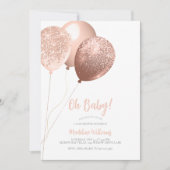 オベビーバラ金ゴールドグリッターバルーン赤ちゃんシャワー 招待状 (正面)