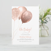 オベビーバラ金ゴールドグリッターバルーン赤ちゃんシャワー 招待状 (スタンド正面)