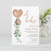 オベビーバルーンユーカリプトゥステラコッタベビーシャワー 招待状 (スタンド正面)