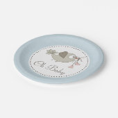 オベビーバードブルーベビーシャワー ペーパープレート (アングル)