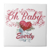 オベビーパーソナライズされたピンク女の子らしい女の子 タイル (正面)