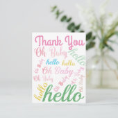 オベビーパーソナライズされたピンク女の子らしい女の子 ポストカード (スタンド正面)