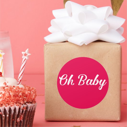 オベビーパーソナライズされたピンク女の子らしい女の子 ラウンドシール (パーティー)