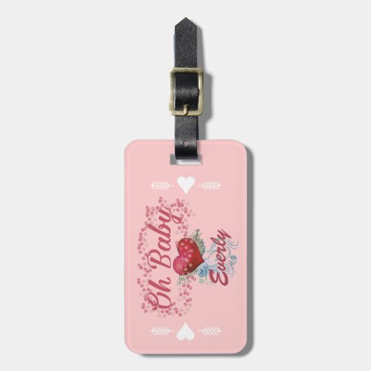 オベビーパーソナライズされたピンク女の子らしい女の子 ラゲッジタグ (正面縦)
