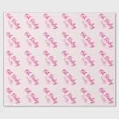 オベビーパーソナライズされたピンク女の子らしい女の子 ラッピングペーパー (フラット)