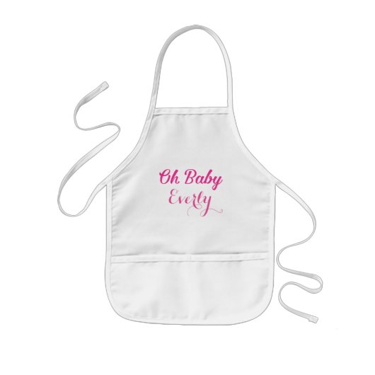 オベビーパーソナライズされたピンク女の子らしい女の子 子供用エプロン (正面)
