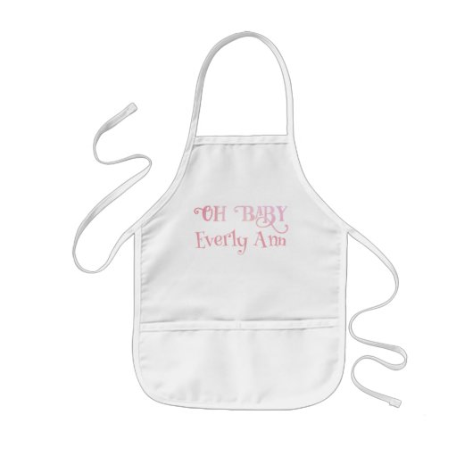 オベビーパーソナライズされたピンク女の子らしい女の子 子供用エプロン (正面)