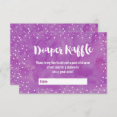 オベビーパープル赤ちゃんシャワーおむつラッフル 招待状 (正面/裏面)