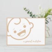 オベビービッグベビー顔ニュートラルベビーシャワー充填 招待状 (スタンド正面)