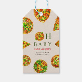 オベビーピザトマトオリビアグリーンベビーシャワー ギフトタグ