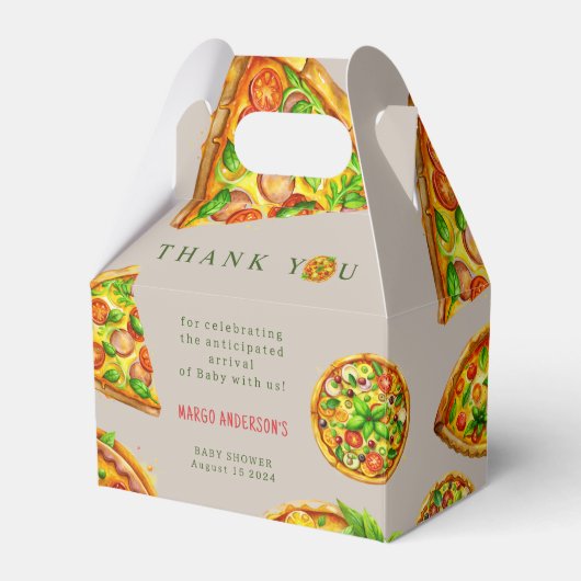 オベビーピザトマトオリビアグリーンベビーシャワー フェイバーボックス (正面サイド)